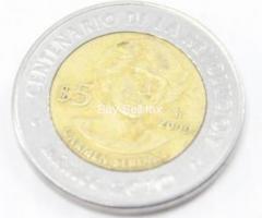 Carmen Serdan 5 Pesos Centenario Revolucion Usado