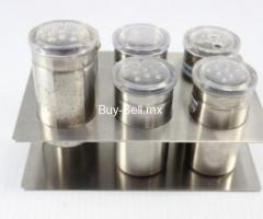 Especiero Inox Marca Nuvo Set 6 Pzas Base Usado (ver Fotos)