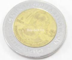 Venustiano Carranza 5 Pesos Centenario Revolucion Usado