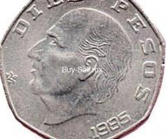Moneda 10 Pesos Hidalgo Eptagonal Mexico 1985 Usado