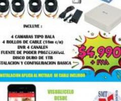 PAQUETE CUATRO CAMARAS CON DISCO DURO E INSTALACION BASICA